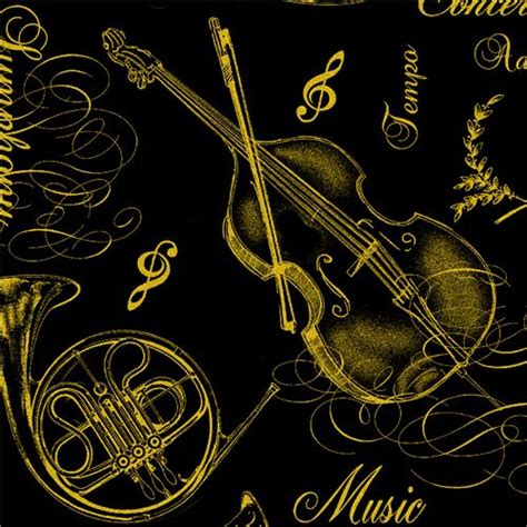 timeless treasures metallic instrumental brass instruments black fabric|SPECIALTY FABRICS: Gold Metallic Tossed Brass Musical .